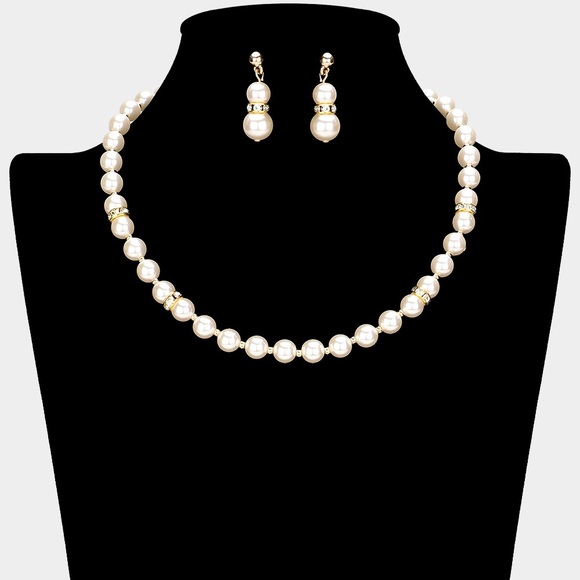 Cream Freshwater Pearls & Rhinestone Statement Necklace - Picture 1 of 1